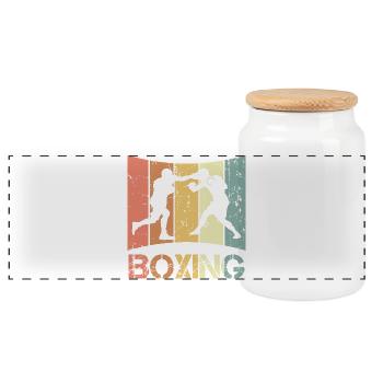 Vintage Boxer - Panorama Keksdose mit Holzdeckel - Weiß - Vorne