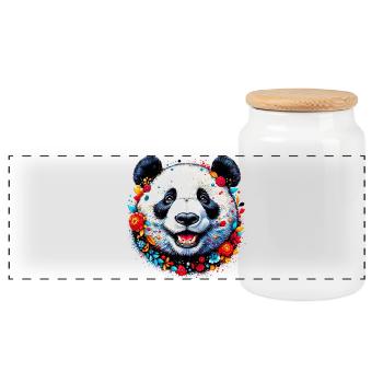Panda - Panorama Keksdose mit Holzdeckel - Weiß - Vorne