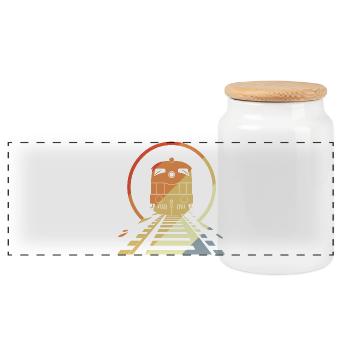 Retro Railroad - Panoramic Cookie Jar with Wooden Lid - white - Front