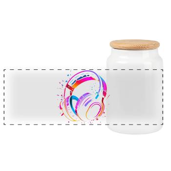 des années 90 casque Retrowave - Boîte à biscuits avec couvercle en bois - blanc - Devant