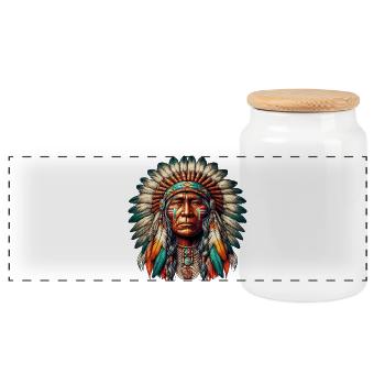 Amérindien Peau rouge d’Amérique - Boîte à biscuits avec couvercle en bois - blanc - Devant