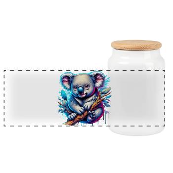Koala - Panorama Keksdose mit Holzdeckel - Weiß - Vorne