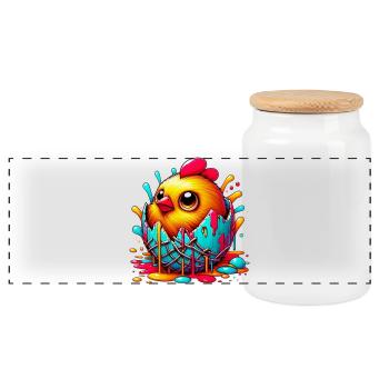 Chick - Panoramic Cookie Jar with Wooden Lid - white - Front