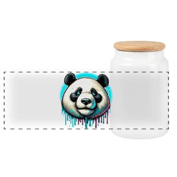 Panda - Panoramic Cookie Jar with Wooden Lid - white - Front