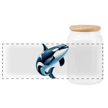 Killer whale - Panoramic Cookie Jar with Wooden Lid - white - Front