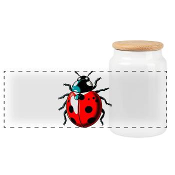 Coccinelle - Boîte à biscuits avec couvercle en bois - blanc - Devant