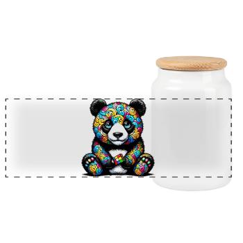 Panda - Panorama Keksdose mit Holzdeckel - Weiß - Vorne