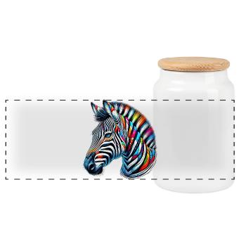 Zebra - Panoramic Cookie Jar with Wooden Lid - white - Front