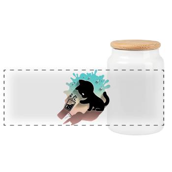 Kawaii Katze mit Bubble Tea Cute Sweet Kitty - Panorama Keksdose mit Holzdeckel - Weiß - Vorne