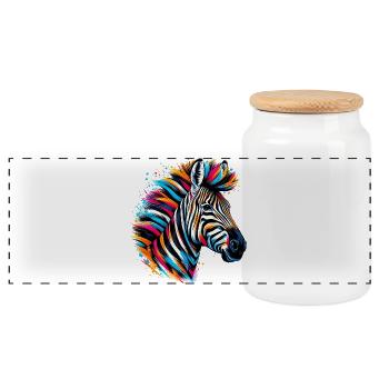 Zebra - Panoramic Cookie Jar with Wooden Lid - white - Front