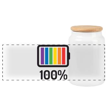 LGBT Pride Monat - 100% queer - Panorama Keksdose mit Holzdeckel - Weiß - Vorne