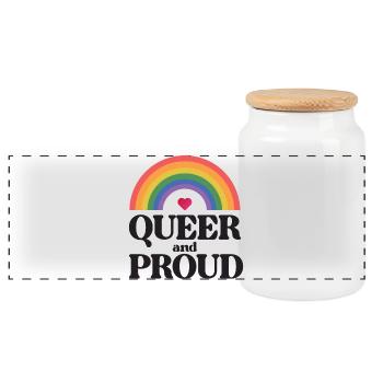 LGBT Pride Month - Queer und stolz - Panorama Keksdose mit Holzdeckel - Weiß - Vorne