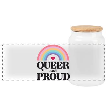 LGBT Pride Month - Queer und stolz - Panorama Keksdose mit Holzdeckel - Weiß - Vorne