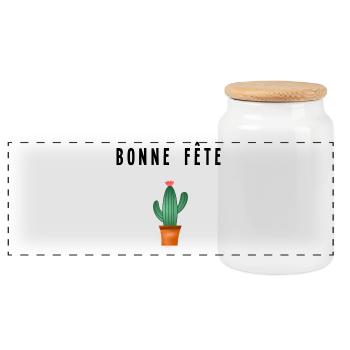 FÊTE DES MÈRES. BONNE FÊTE . MAMAN. - Boîte à biscuits avec couvercle en bois - blanc - Devant