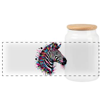 Zebra - Panoramic Cookie Jar with Wooden Lid - white - Front