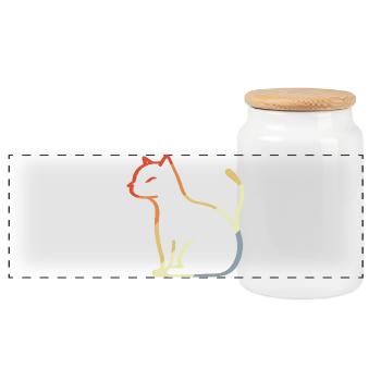 Cat Vintage - Panoramic Cookie Jar with Wooden Lid - white - Front