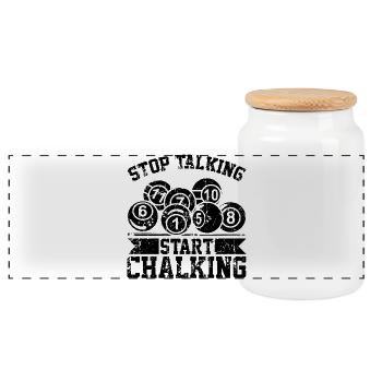 Funny billiard saying - Panoramic Cookie Jar with Wooden Lid - white - Front