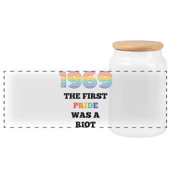 LGBT Pride Month - The First Pride Was A Riot - Panoramic Cookie Jar with Wooden Lid - white - Front