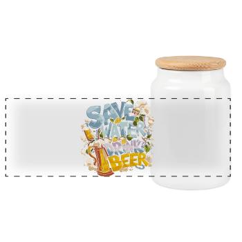 Save Water Drink Beer Biertrinker - Panorama Keksdose mit Holzdeckel - Weiß - Vorne