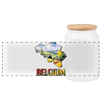 Aquarell Landkarte Belgien - Panorama Keksdose mit Holzdeckel - Weiß - Vorne