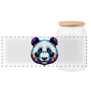 Panda - Panorama Keksdose mit Holzdeckel - Weiß - Vorne
