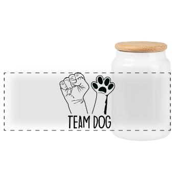 Team Dog - Panorama Keksdose mit Holzdeckel - Weiß - Vorne