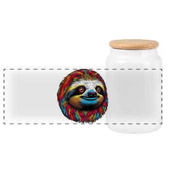 Sloth - Panoramic Cookie Jar with Wooden Lid - white - Front