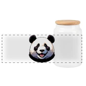 Panda - Panorama Keksdose mit Holzdeckel - Weiß - Vorne