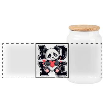 Amour du panda - Boîte à biscuits avec couvercle en bois - blanc - Devant