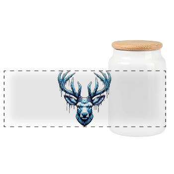 Cerf gelé sur glace - Boîte à biscuits avec couvercle en bois - blanc - Devant