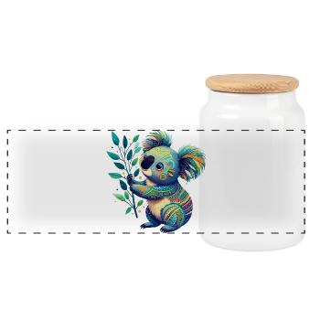 Koala - Panoramic Cookie Jar with Wooden Lid - white - Front
