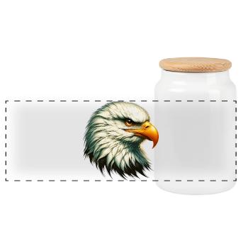 Eagle - Panoramic Cookie Jar with Wooden Lid - white - Front