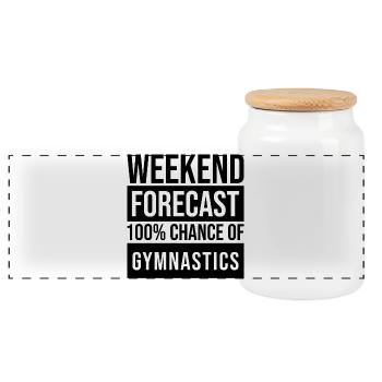 Gymnast - Panoramic Cookie Jar with Wooden Lid - white - Front