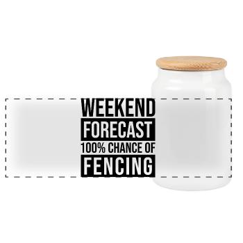 Fencing - Panoramic Cookie Jar with Wooden Lid - white - Front