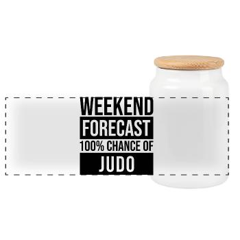 Judo - Panorama Keksdose mit Holzdeckel - Weiß - Vorne