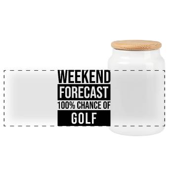 Golf - Panorama Keksdose mit Holzdeckel - Weiß - Vorne