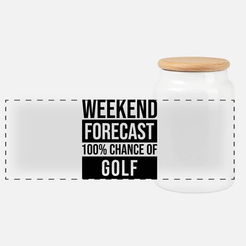 Golf - Panorama Keksdose mit Holzdeckel - Weiß