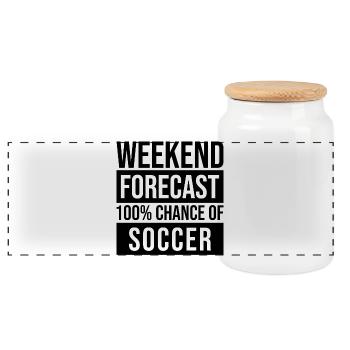Soccer - Panoramic Cookie Jar with Wooden Lid - white - Front