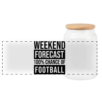 Football - Panoramic Cookie Jar with Wooden Lid - white - Front
