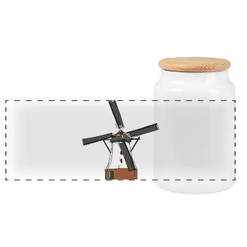 Windmill white - Panoramic Cookie Jar with Wooden Lid - white - Front