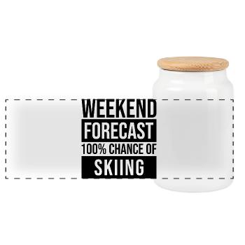 Ski - Panoramic Cookie Jar with Wooden Lid - white - Front