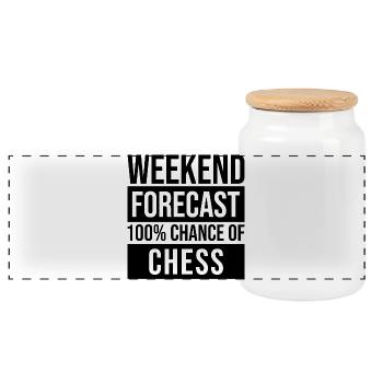 échecs - Boîte à biscuits avec couvercle en bois - blanc - Devant