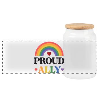 LGBTQ Pride Month - Proud Ally - Panoramic Cookie Jar with Wooden Lid - white - Front