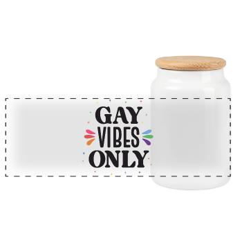 LGBTQ Pride Month - Gay Vibes Only - Panoramic Cookie Jar with Wooden Lid - white - Front