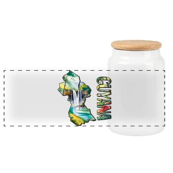 Watercolor Map of Guyana - Panoramic Cookie Jar with Wooden Lid - white - Front