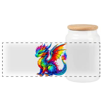 Dragon - Boîte à biscuits avec couvercle en bois - blanc - Devant