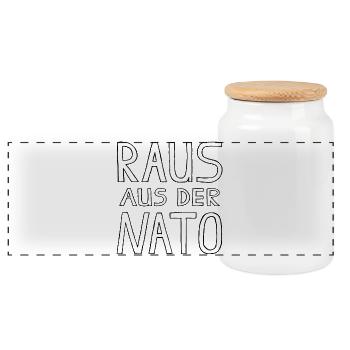 RAUS AUS DER NATO - Panorama Keksdose mit Holzdeckel - Weiß - Vorne