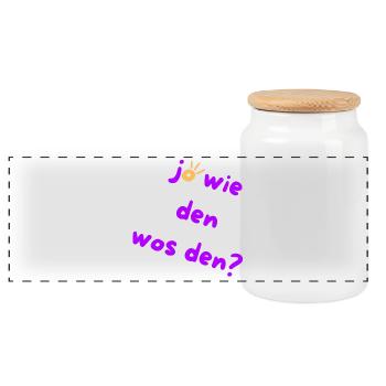 How? Why? Austrian Slang 🤠 - Panoramic Cookie Jar with Wooden Lid - white - Front