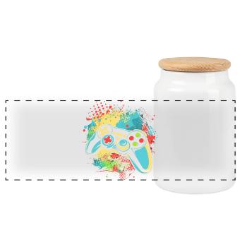 Gamepad - Panoramic Cookie Jar with Wooden Lid - white - Front