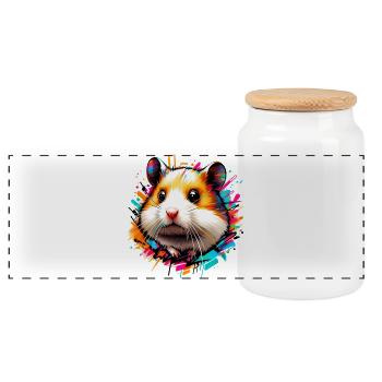 Hamster - Boîte à biscuits avec couvercle en bois - blanc - Devant